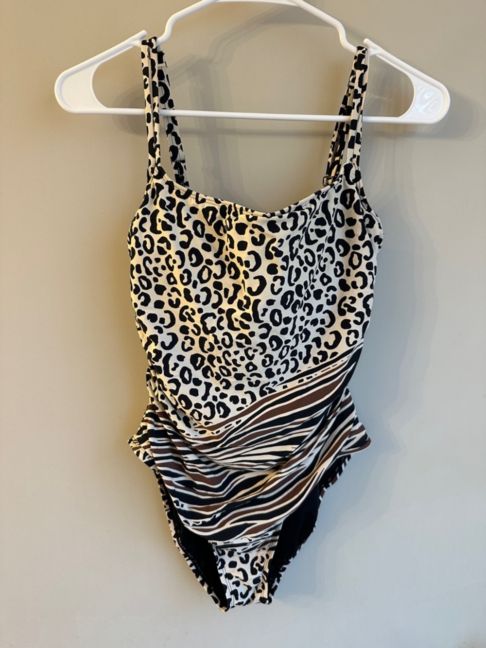 Bleu Rod Beattie Black, White & Brown Animal Print One-Piece Swimsuit